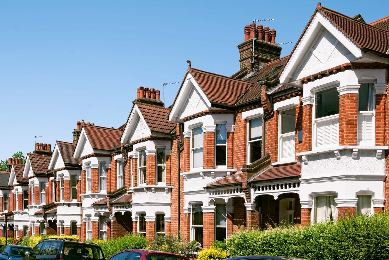 Local British Houses on a sunny day in Local Council Funding For Care section