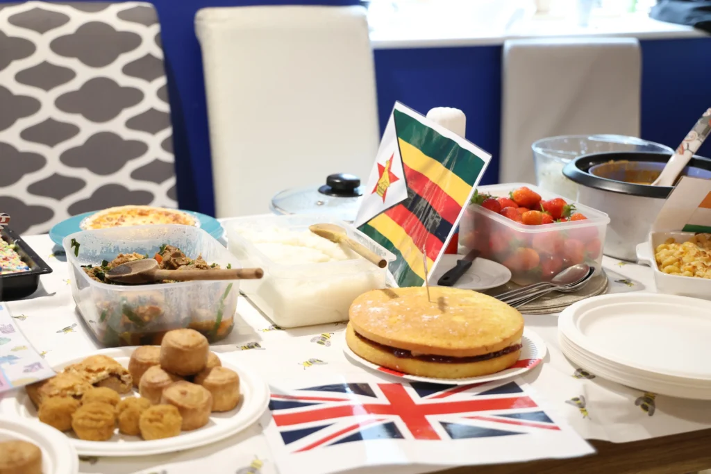 A table with a host of multicultural food that was available at Queensway Court's culture day