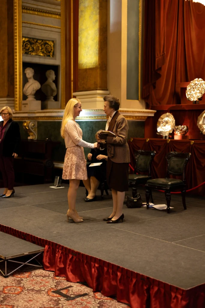 Princess Ann presenting our learning and development manager, Jo Cleary with the PRTA award at Goldsmiths Hall in London